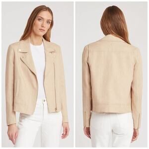 Cuyana Women's Linen Moto‎ in Cream Jacket Size Large